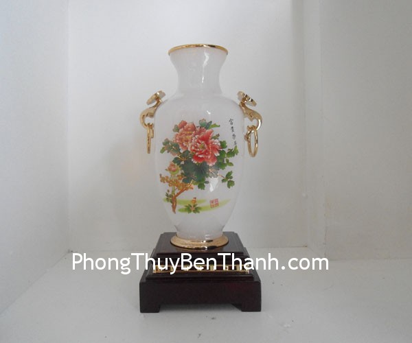 binh ngoc y330 021 Bình hoa mẫu đơn đá quý Bạch Ngọc Quảng Đông phong thủy phú quý đinh thịnh Y330