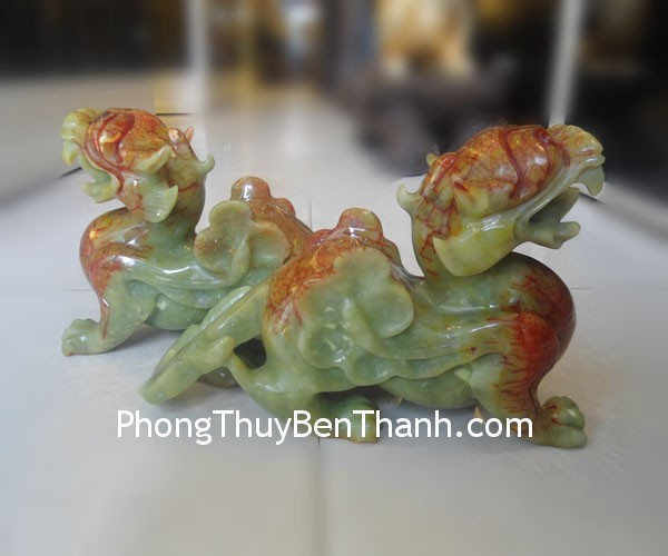 ty huu gan huyet xanh dt101 01 Cặp Tỳ hưu đá quý Tiêu Ngọc xanh gân huyết Quảng Đông phong thủy chế hóa hung khí DT101