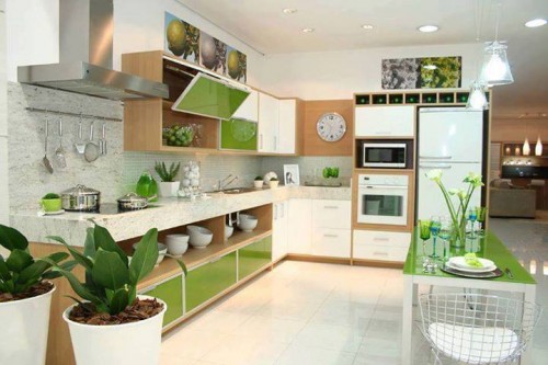 khong gian xanh 500x333 Thiết kế nhà bếp với không gian xanh độc đáo và nổi bật