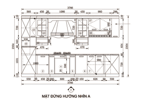 bep 8 7771 1474422856 Không gian bếp nhỏ ấn tượng với phong cách tân cổ điển